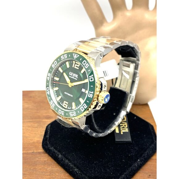 Gevril Men's Watch 46703 Riverside Swiss Automatic Green Dial Two Tone 43mm - Picture 2 of 14